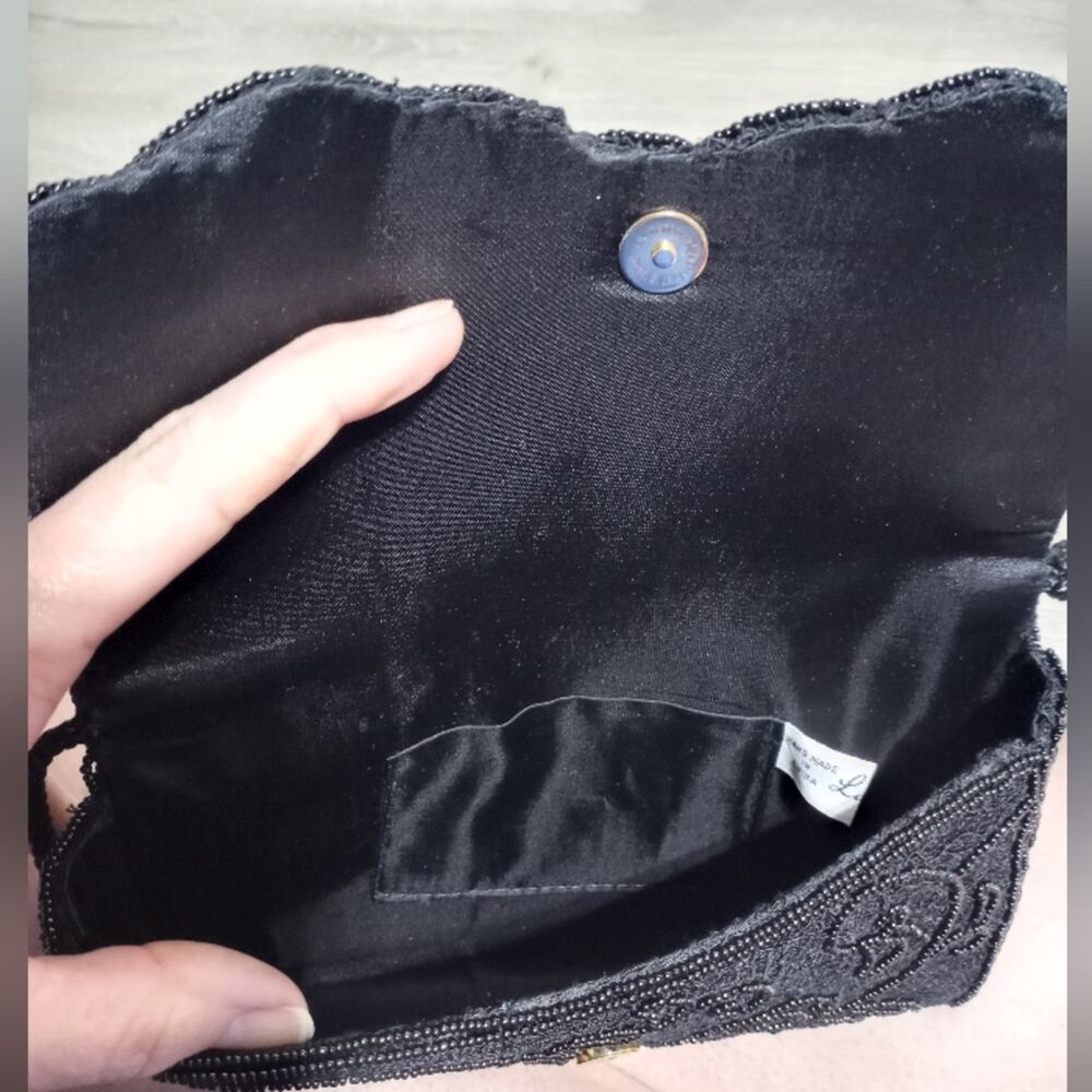 Vintage La Regale Black Lace And Bead Purse Clutch - Picture 5 of 12